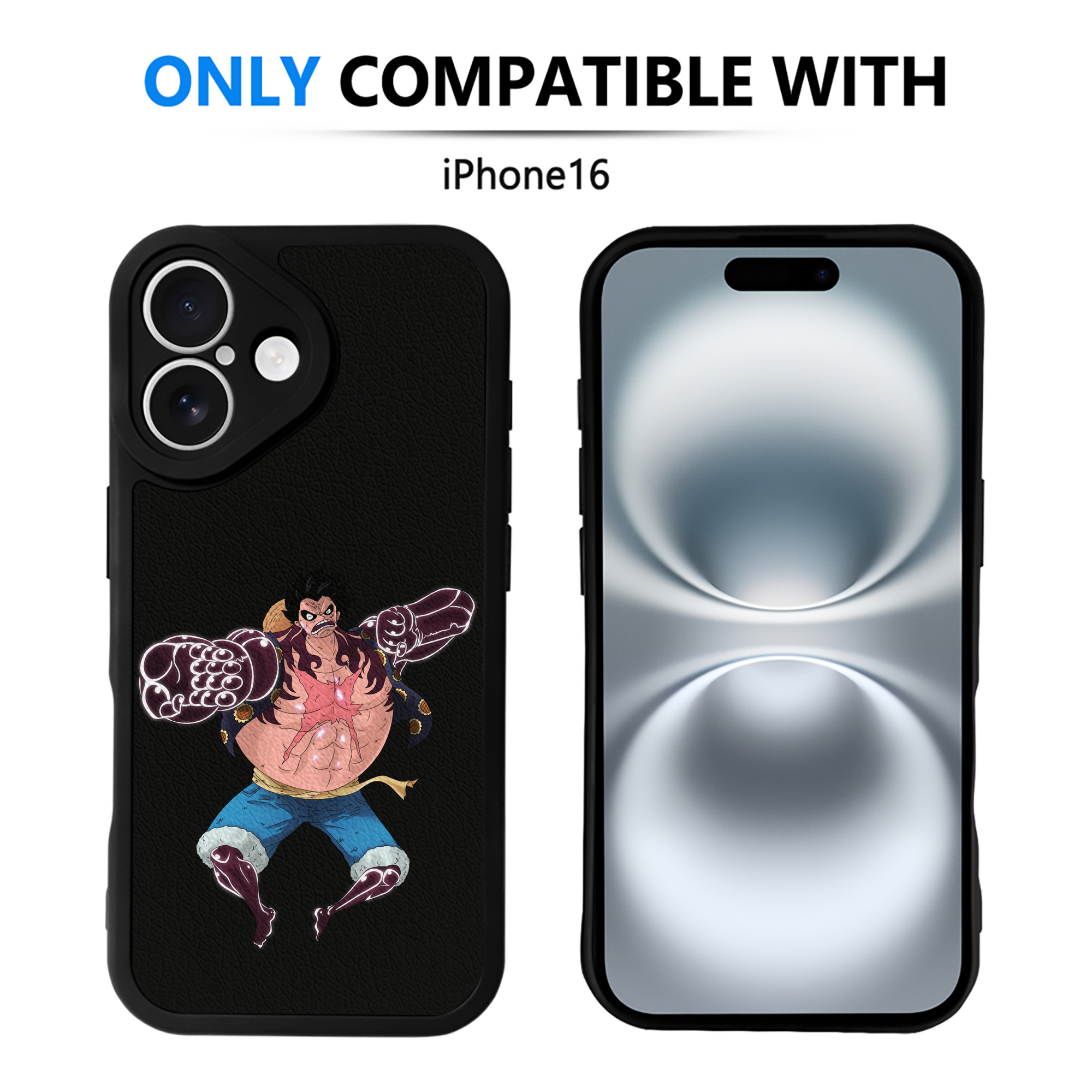 （画像用） ワンピース モンキー・D・ルフィ ONE PIECE Monkey D. Luffy 【iPhone 16シリーズ対応】シリコンスマホケース（レザー調） 材質：シリコン